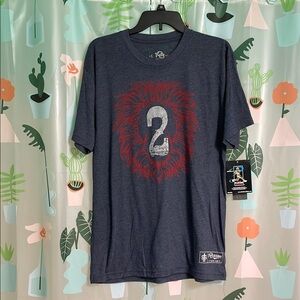 Men's Blue/Grayish  Graphic T-Shirt with Red Design